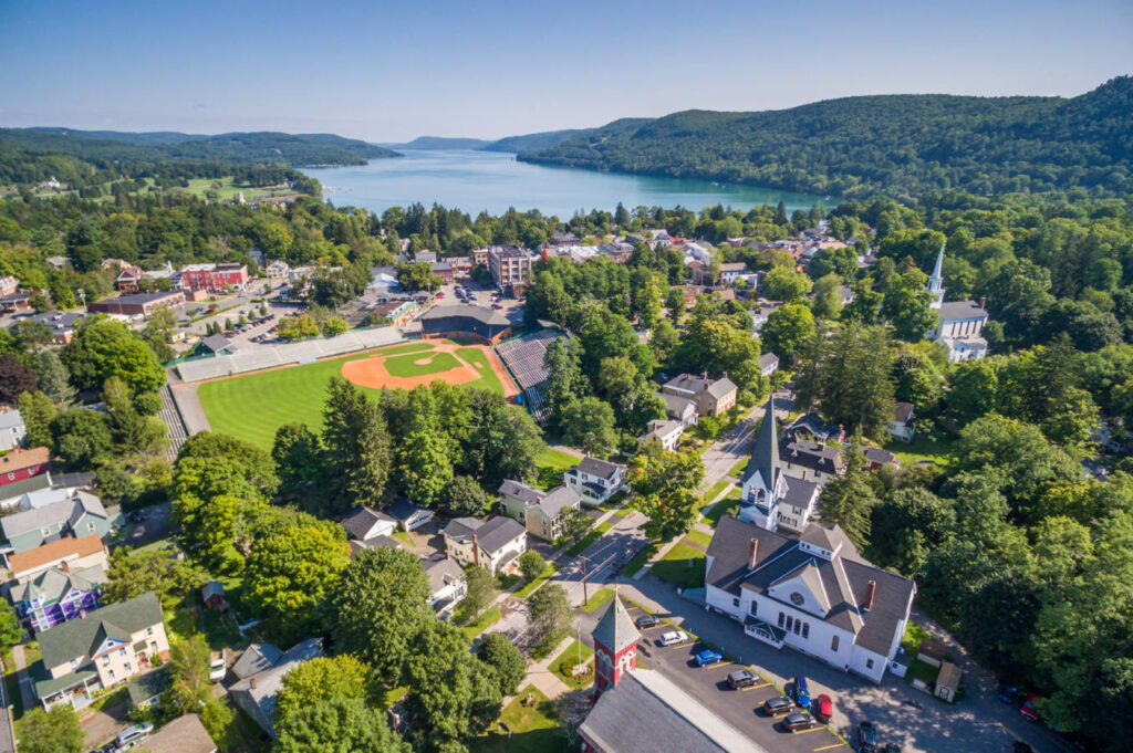 aerial view of Cooperstown NY